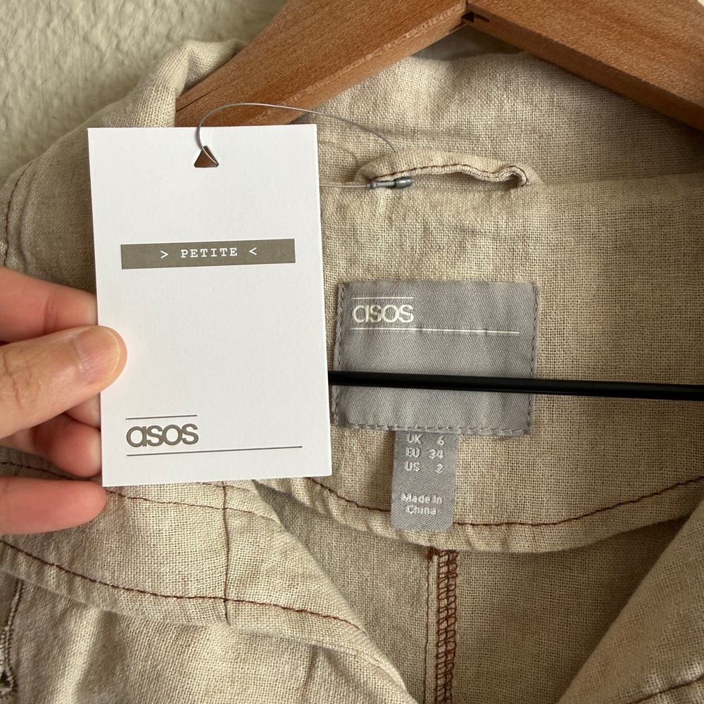 ASOS Beige Utility Jacket with Front Pockets – Size 34 – NWT - Picture 3 of 12